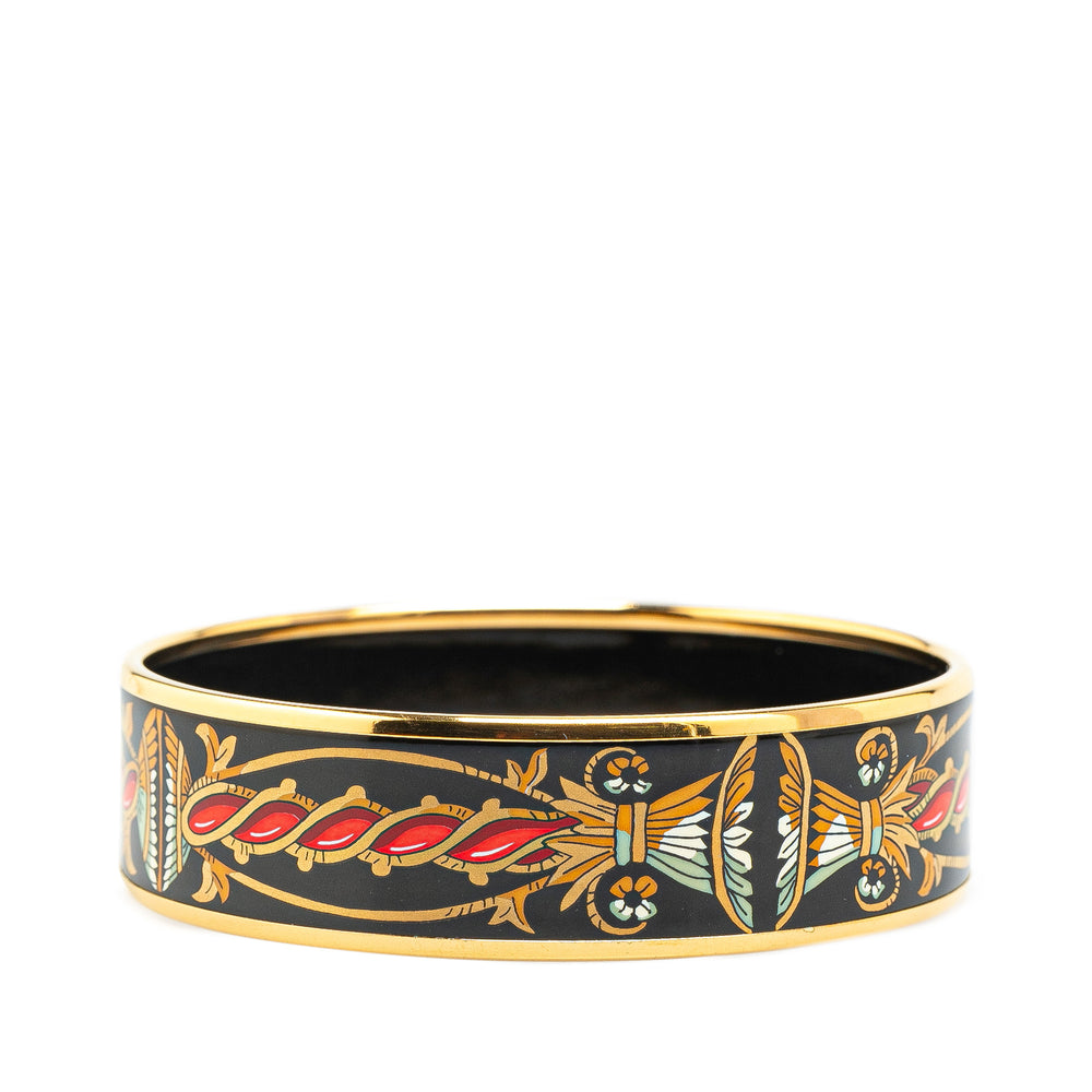 Wide Twisted Rope Enamel Bangle 62 Black - Gaby Paris