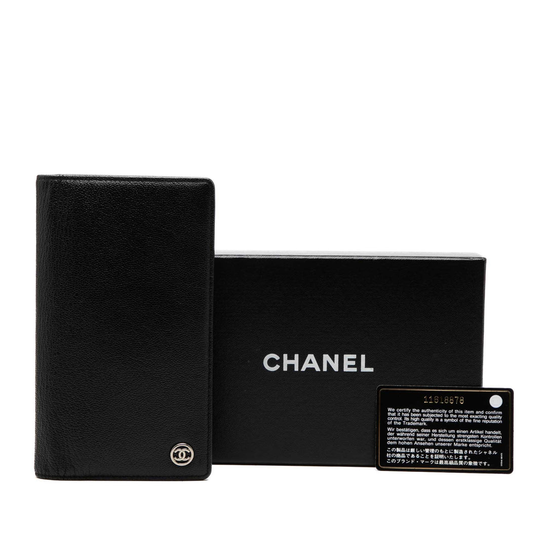 Chanel CC Cuir de chèvre L Yen Portefeuille