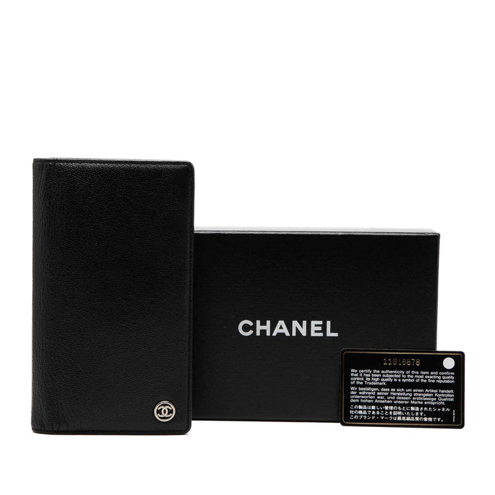 Chanel CC Cuir de chèvre L Yen Portefeuille