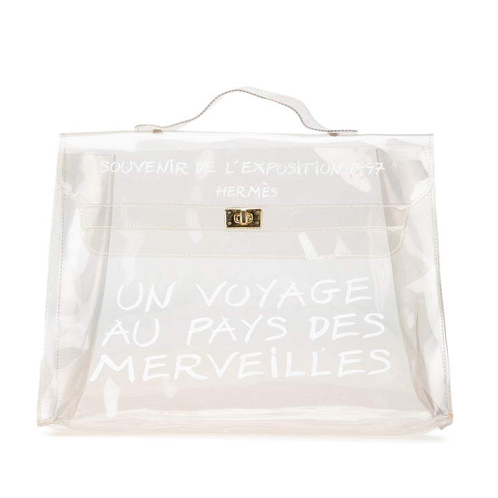 Vinyl Souvenir De L'Exposition Kelly Handbag White - Gaby Paris