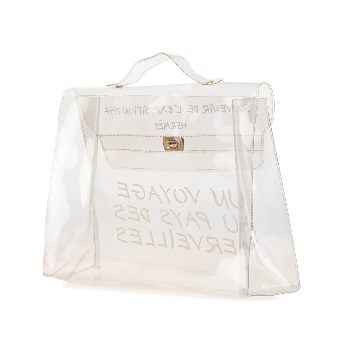 Vinyl Souvenir De L'Exposition Kelly Handbag White - Gaby Paris