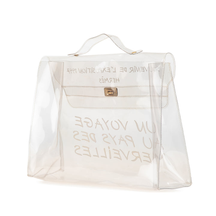 Vinyl Souvenir De L'Exposition Kelly Handbag White - Gaby Paris
