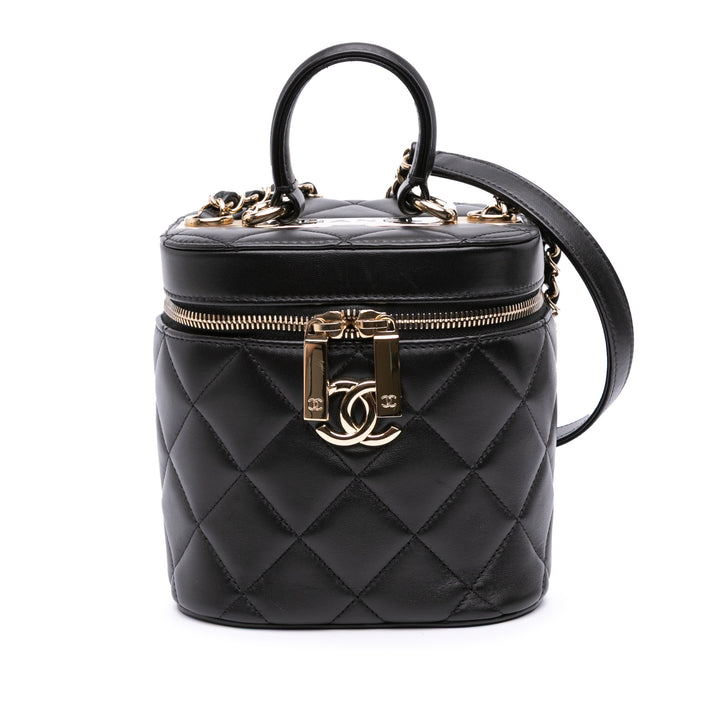 Chanel Quilted Cuir d’agneau Trendy CC Vanity Étui Noir