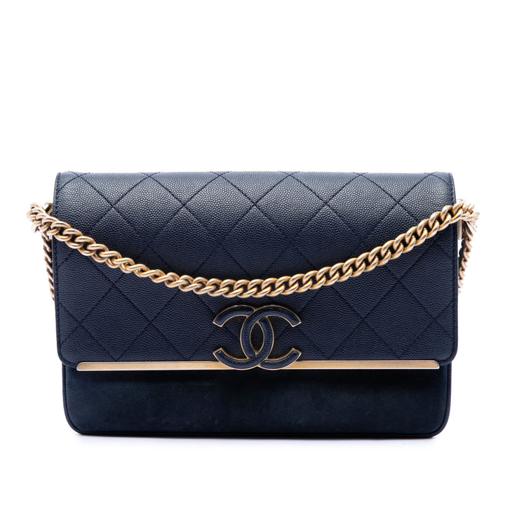 Chanel CC Surpiqué Caviar et Daim Lady Coco à rabat