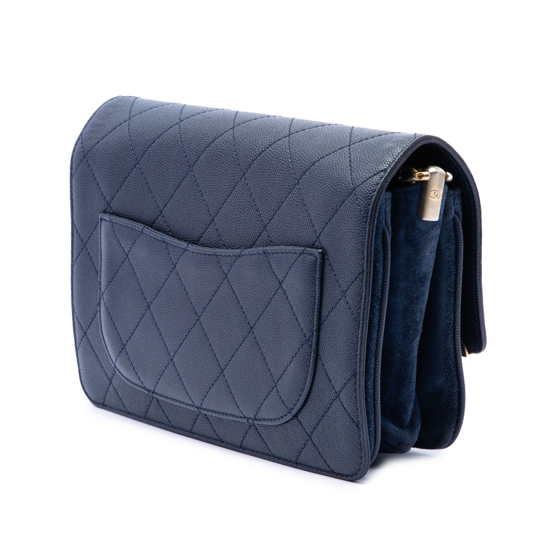 Chanel CC Surpiqué Caviar et Daim Lady Coco à rabat