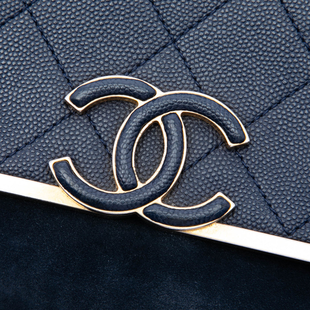 Chanel CC Surpiqué Caviar et Daim Lady Coco à rabat