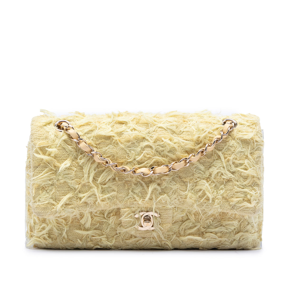 Chanel Medium Classic Fringed Tweed Double rabat