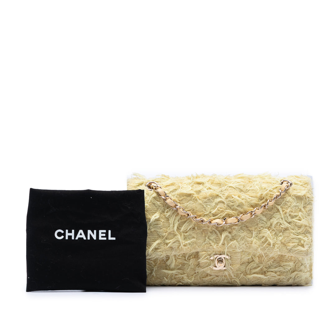 Chanel Medium Classic Fringed Tweed Double rabat