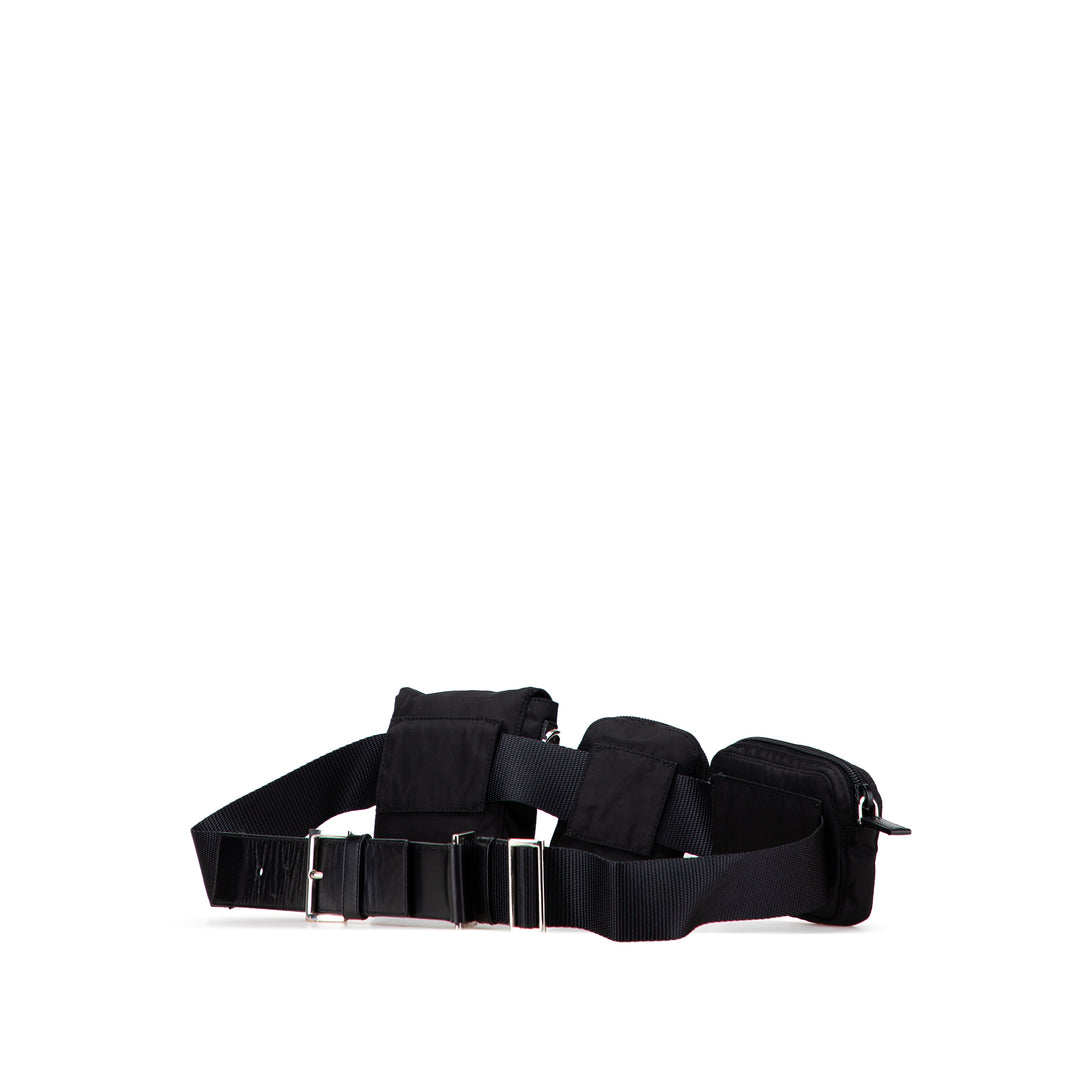 Prada Tessuto Triple Pochette Belt Bag Noir