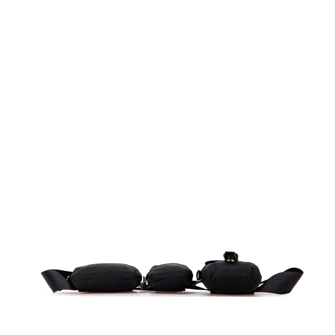 Prada Tessuto Triple Pochette Belt Bag Noir
