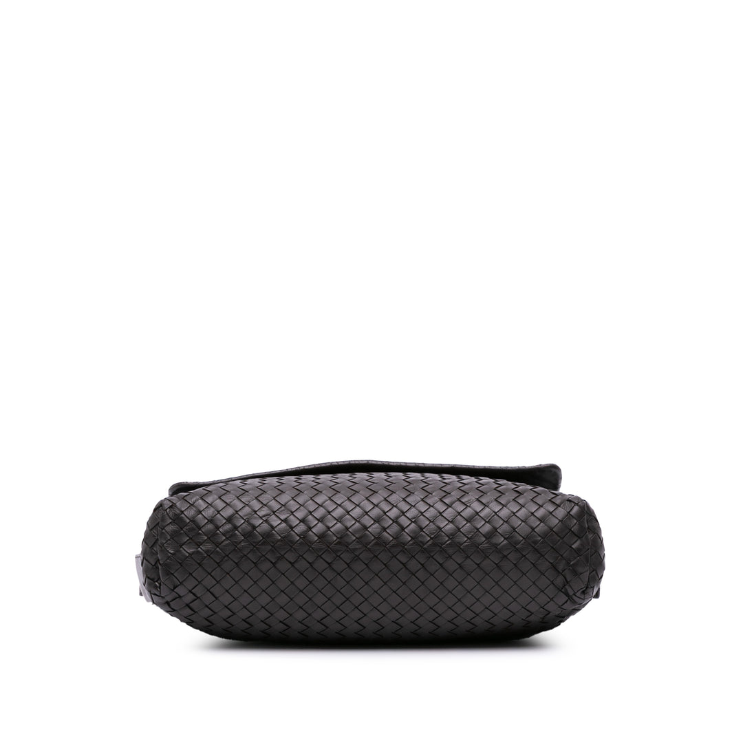 Nappa Intrecciato Flap Crossbody Black - Gaby Paris
