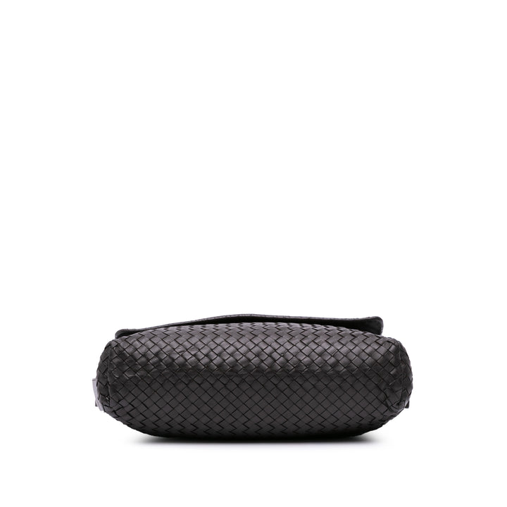 Nappa Intrecciato Flap Crossbody Black - Gaby Paris