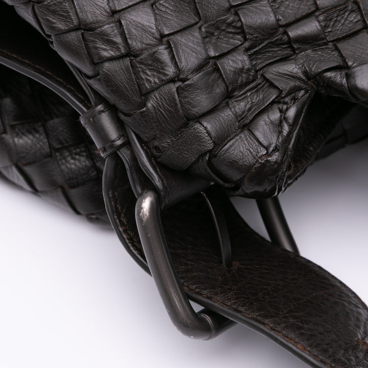 Nappa Intrecciato Flap Crossbody Black - Gaby Paris