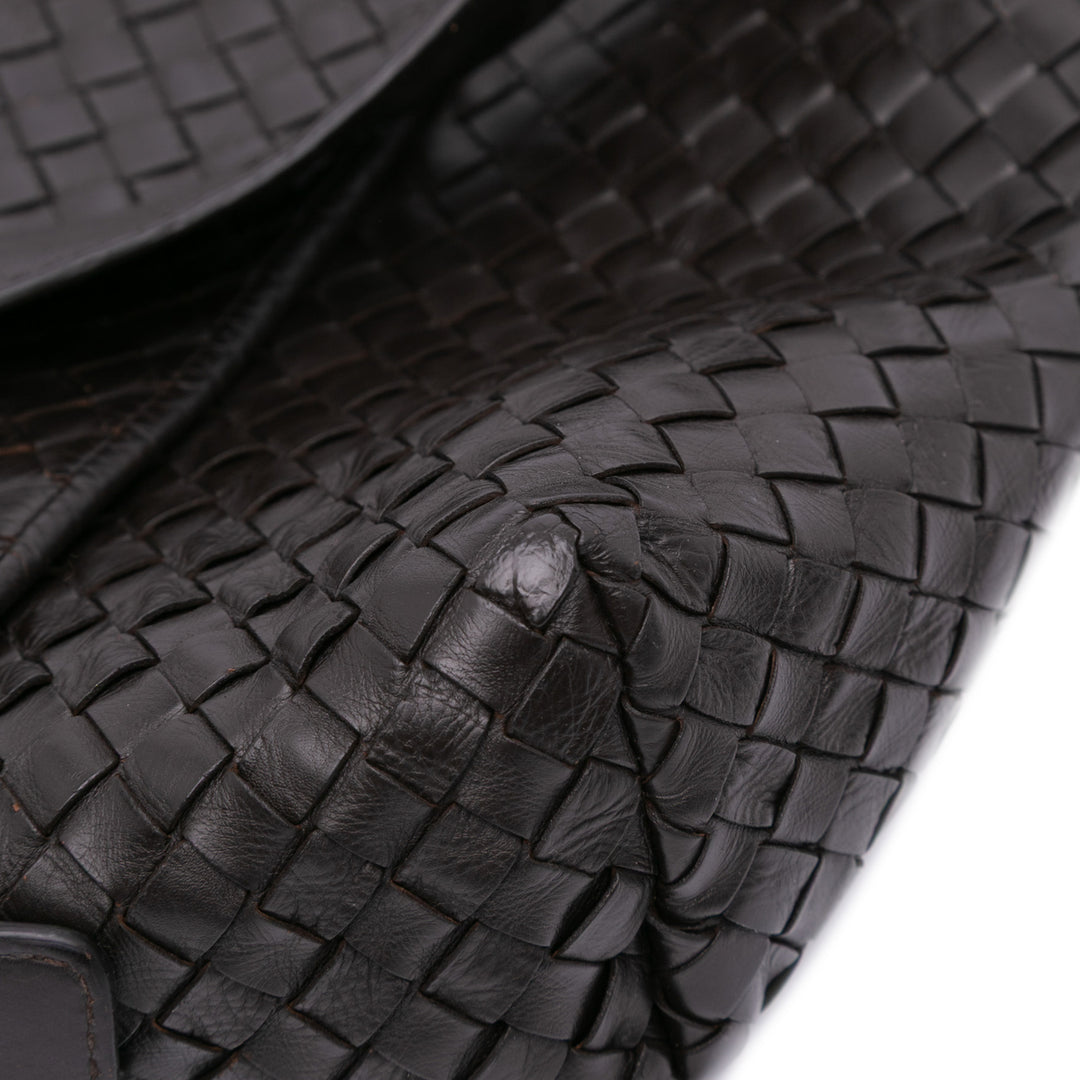 Nappa Intrecciato Flap Crossbody Black - Gaby Paris