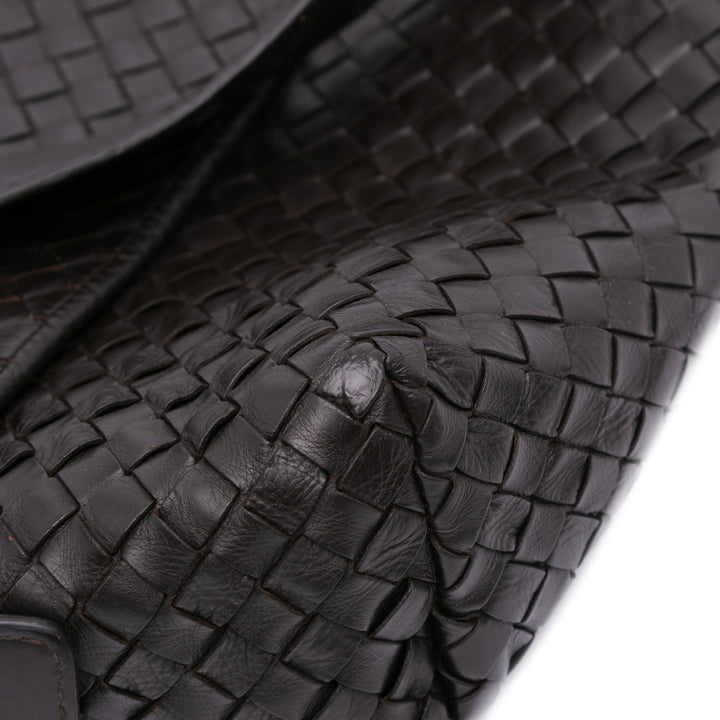 Nappa Intrecciato Flap Crossbody Black - Gaby Paris