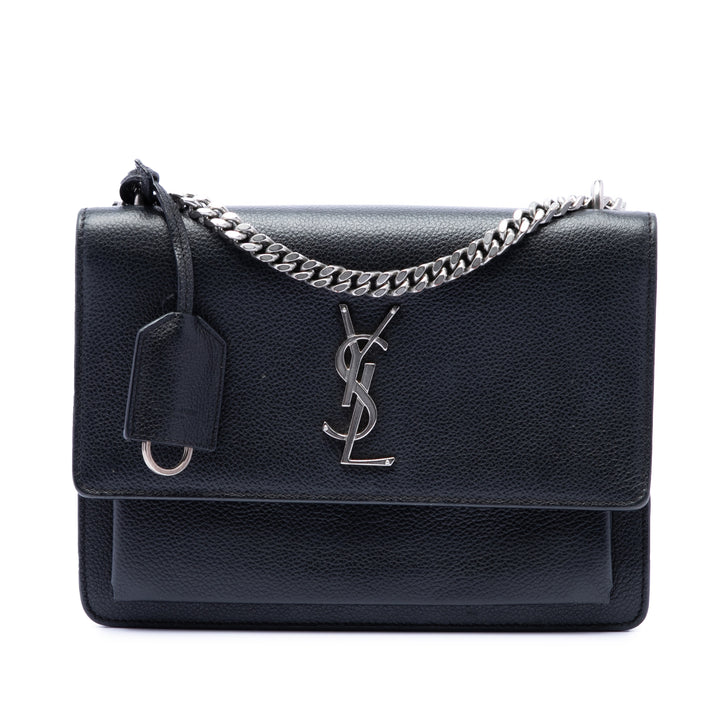 Saint Laurent Medium Cuir de veau grainé Monogram Sunset Sac porté croisé