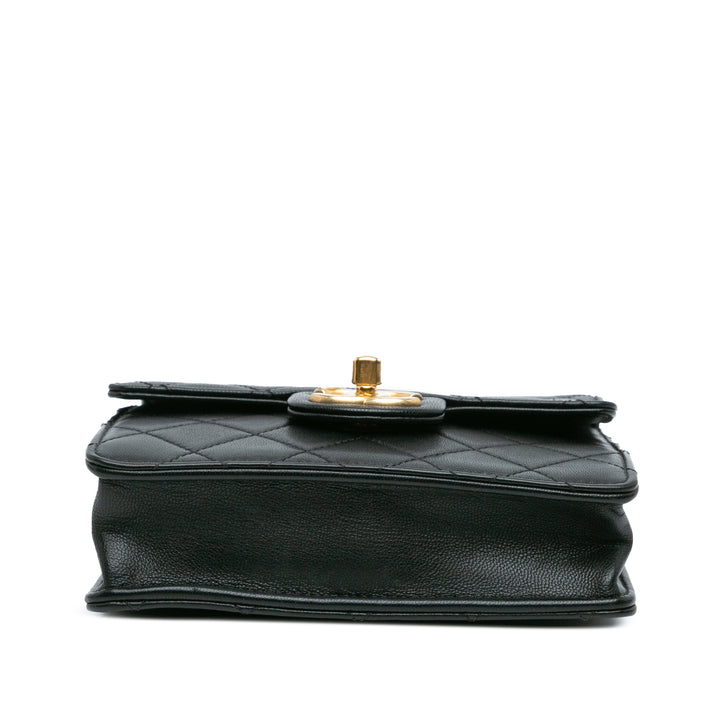Quilted Goatskin Chic Pearls Flap Black - Gaby Paris
