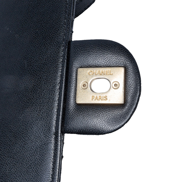 Quilted Goatskin Chic Pearls Flap Black - Gaby Paris