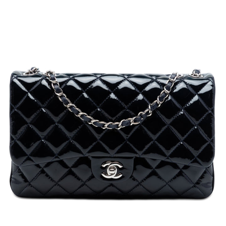 Chanel Jumbo Matelassé Cuir verni 3 Compartment à rabat