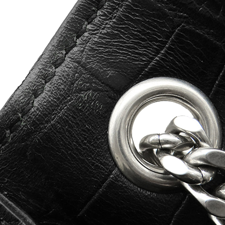 Saint Laurent Small Croc embossé Cuir Monogram Kate Pompon Sac porté croisé