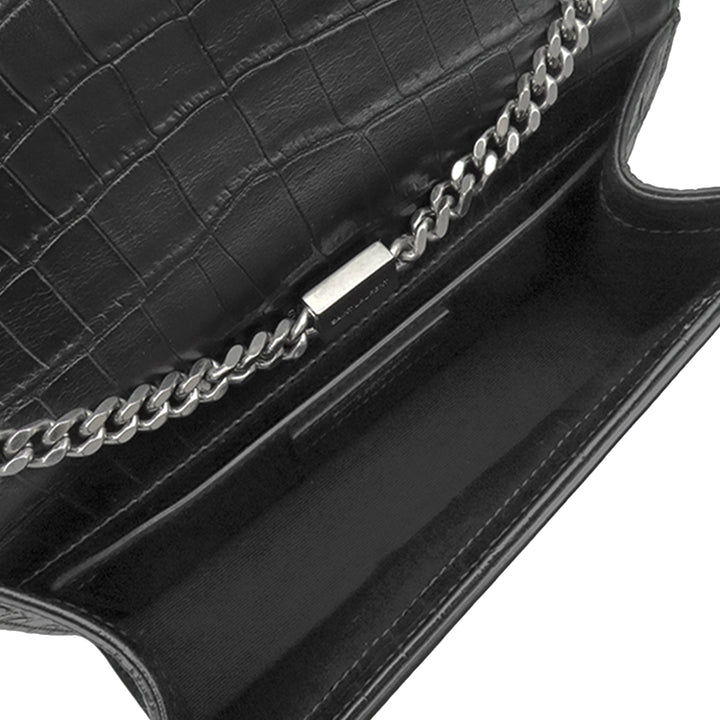 Saint Laurent Small Croc embossé Cuir Monogram Kate Pompon Sac porté croisé
