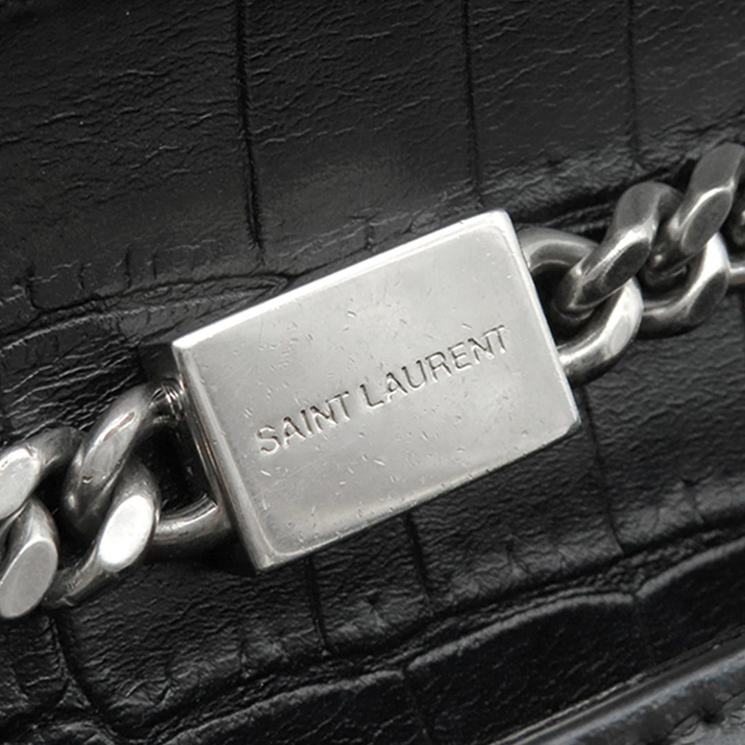 Saint Laurent Small Croc embossé Cuir Monogram Kate Pompon Sac porté croisé