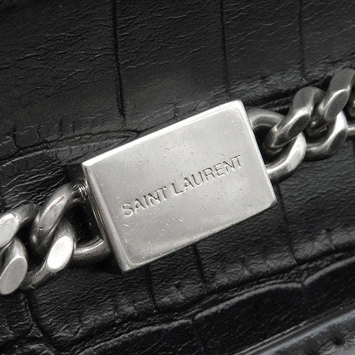 Saint Laurent Small Croc embossé Cuir Monogram Kate Pompon Sac porté croisé