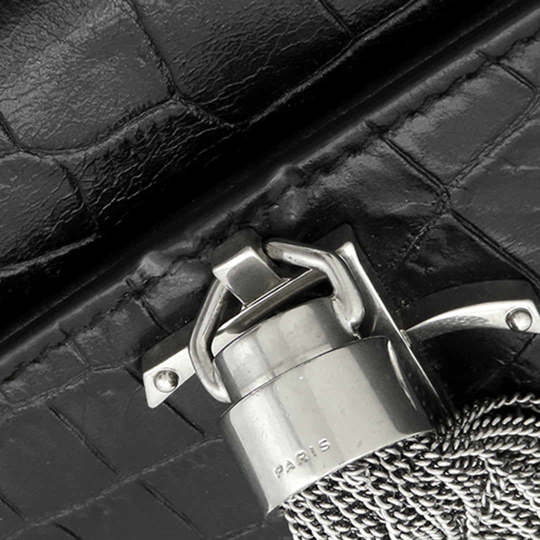 Saint Laurent Small Croc embossé Cuir Monogram Kate Pompon Sac porté croisé