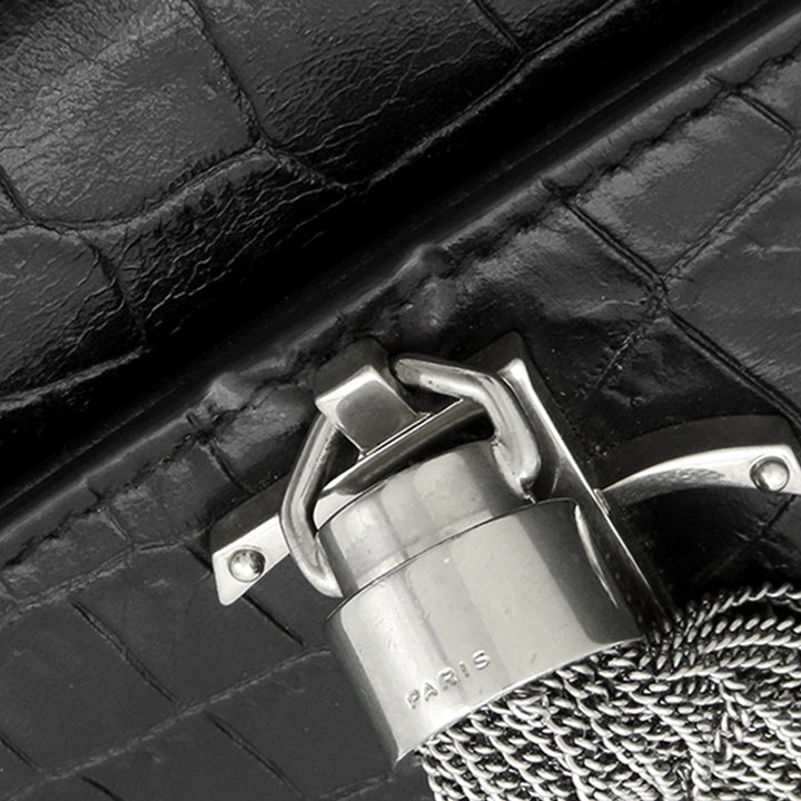 Saint Laurent Small Croc embossé Cuir Monogram Kate Pompon Sac porté croisé