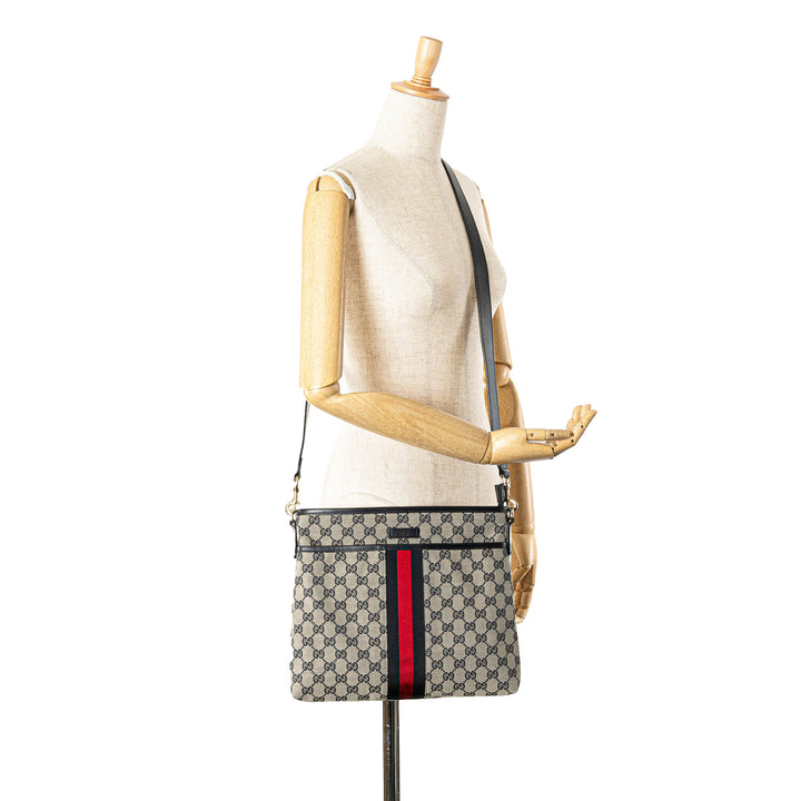 GG Canvas Web Crossbody Gray - Gaby Paris