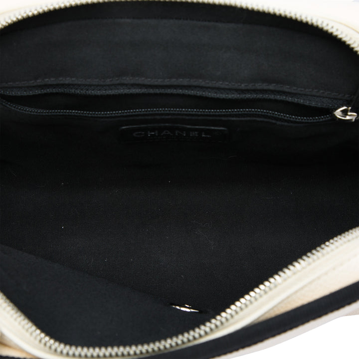 Chanel CC Bicolore Matelassé et Grosgrain à rabat Cuir caviar