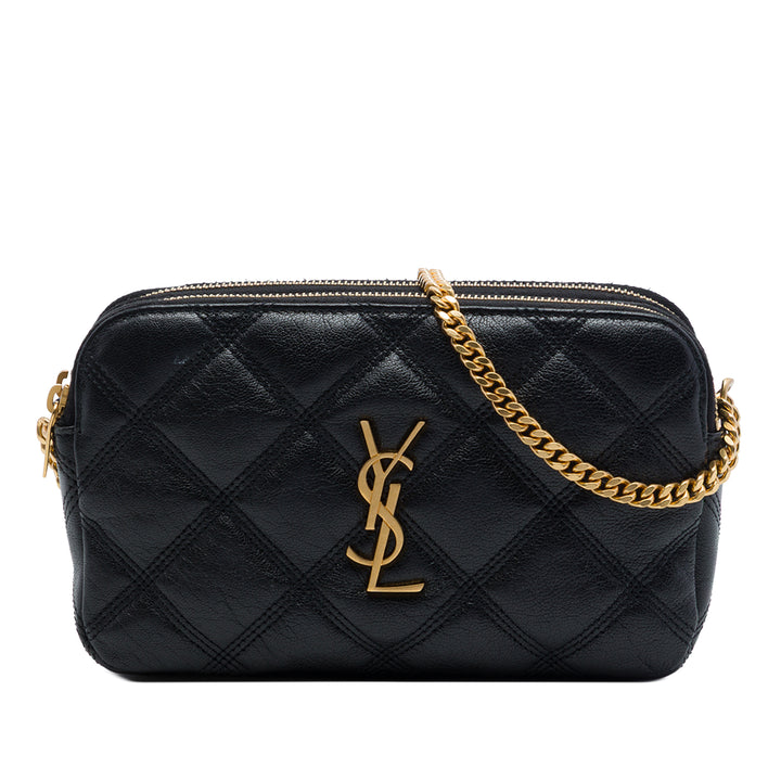 Saint Laurent Mini Matelassé Cuir d'agneau Becky Double Zip Sac porté croisé