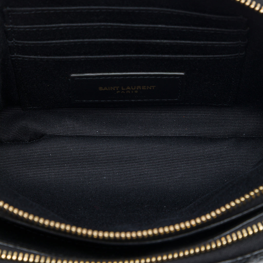 Saint Laurent Mini Matelassé Cuir d'agneau Becky Double Zip Sac porté croisé