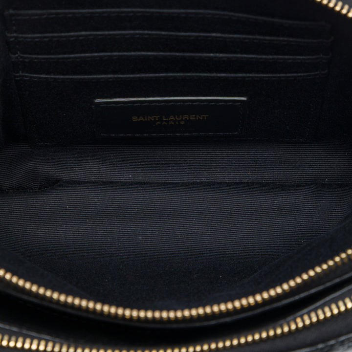 Saint Laurent Mini Matelassé Cuir d'agneau Becky Double Zip Sac porté croisé