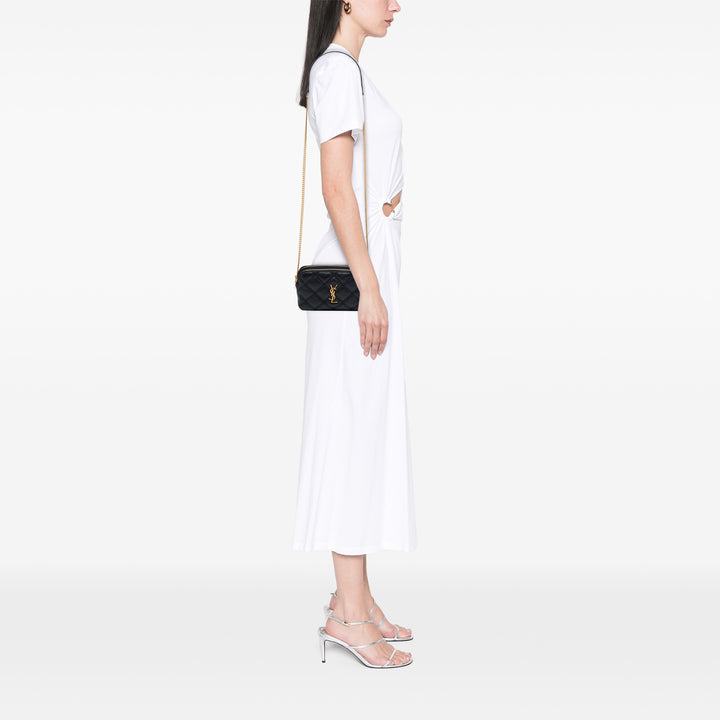 Saint Laurent Mini Matelassé Cuir d'agneau Becky Double Zip Sac porté croisé