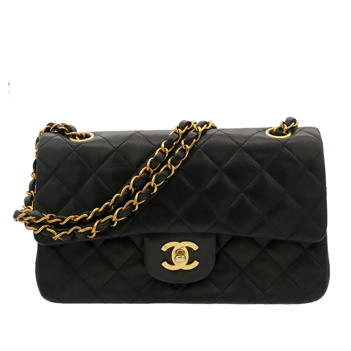 Classic Double rabat Petit Cuir d'agneau Noir