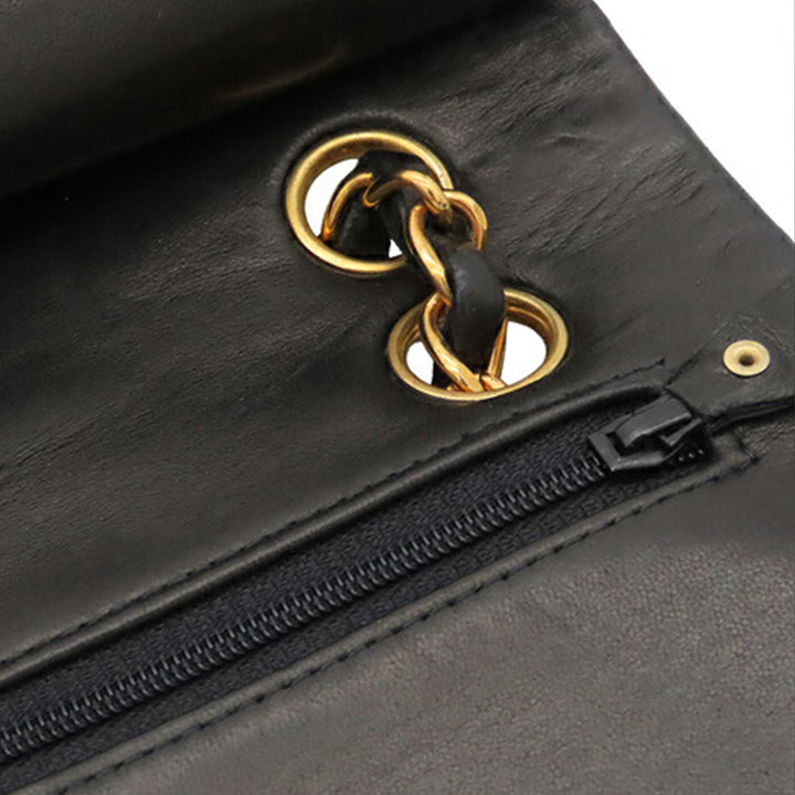 Classic Double rabat Petit Cuir d'agneau Noir