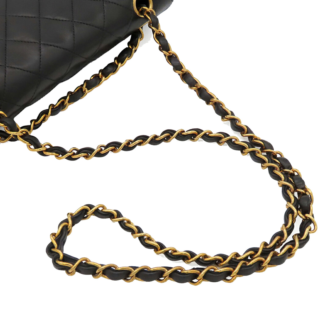 Classic Double rabat Petit Cuir d'agneau Noir
