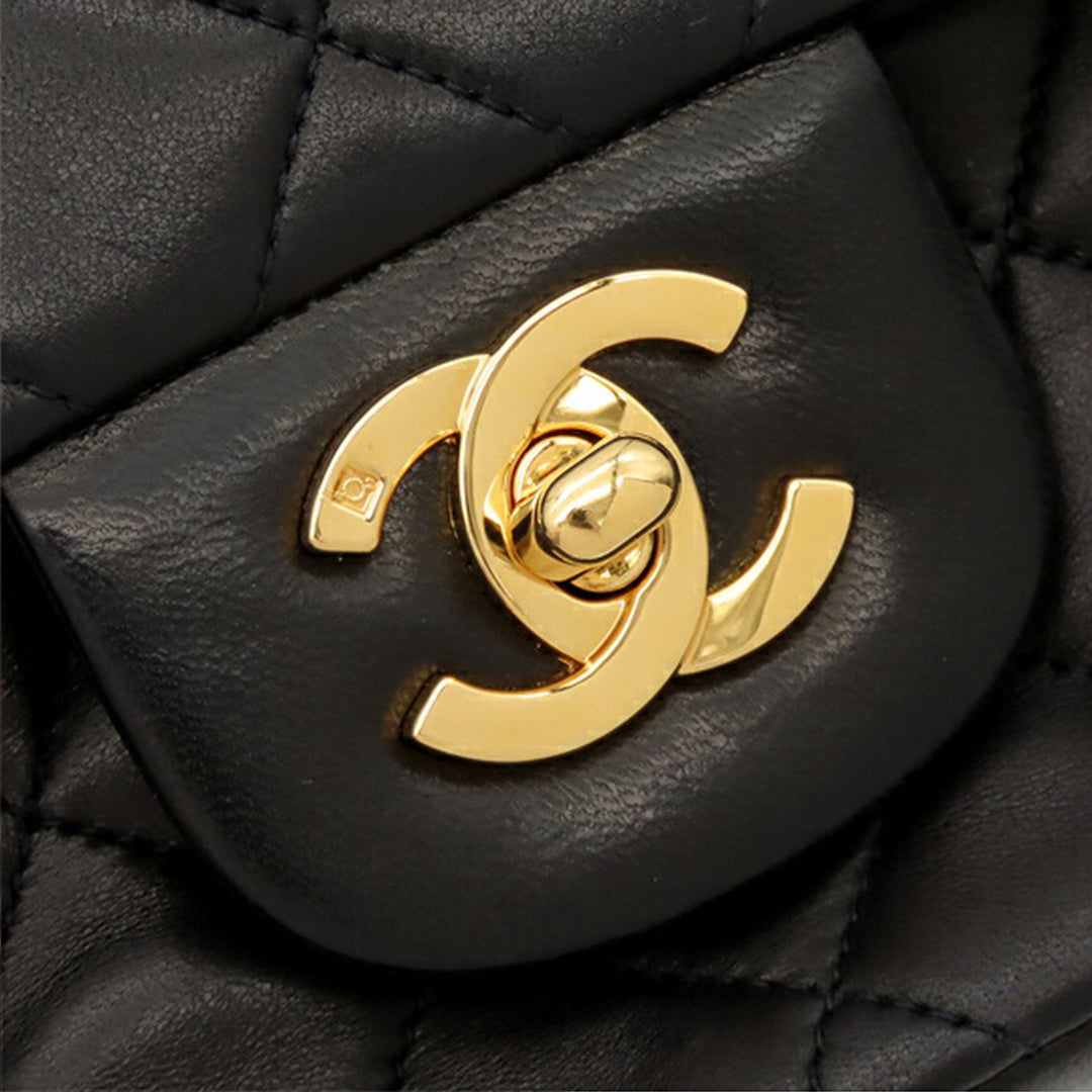Classic Double rabat Petit Cuir d'agneau Noir