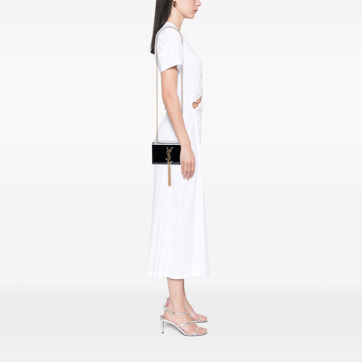 Saint Laurent Small Cuir verni Monogram Kate Pompon Sac porté croisé