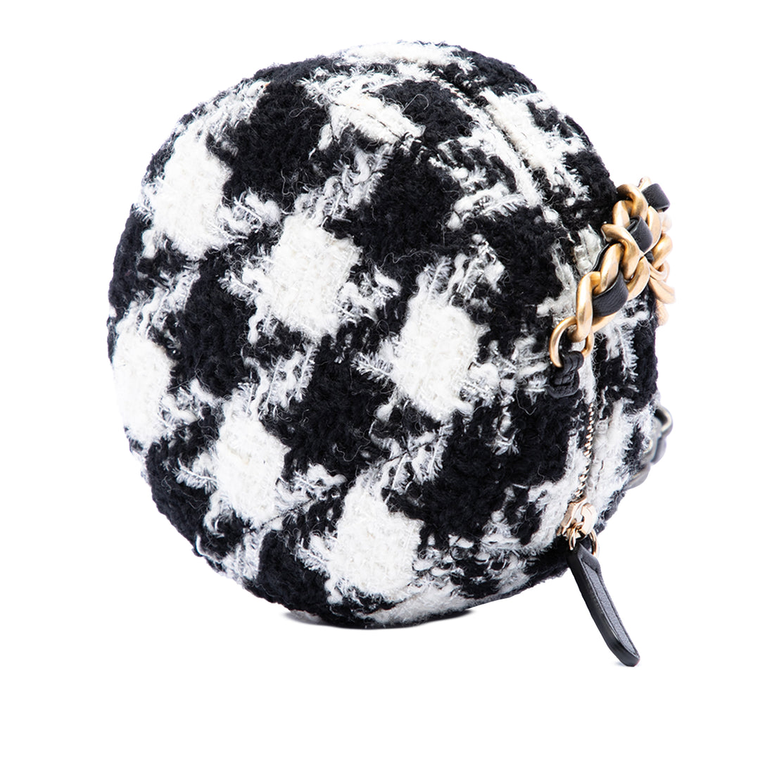 Chanel 19 Rond Pochette avec chaîne et Porte-monnaie Tweed Blanc – vue 2 – GABY PARIS