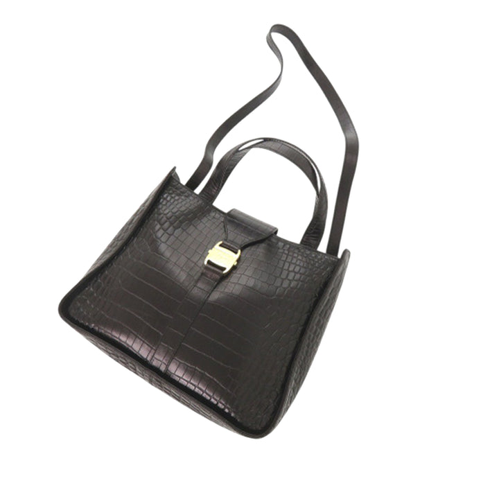 Ferragamo Croc embossé Vara Sac Noir – vue 27 – GABY PARIS