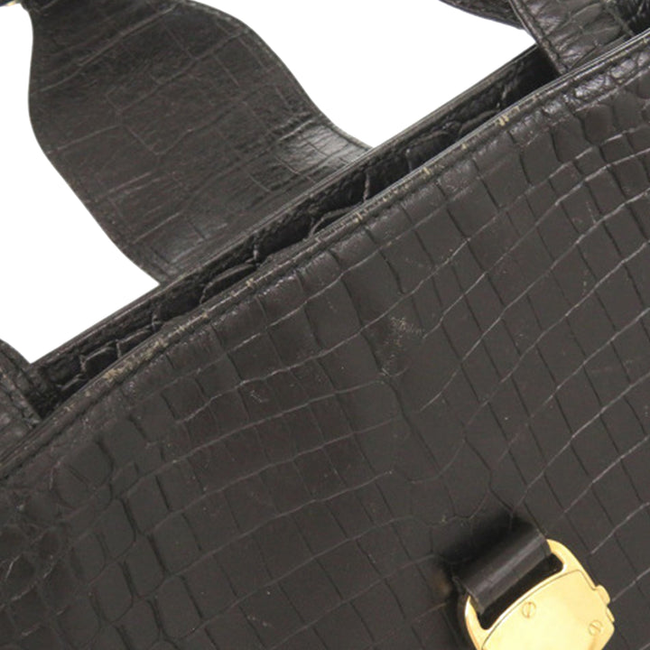 Ferragamo Croc embossé Vara Sac Noir – vue 7 – GABY PARIS