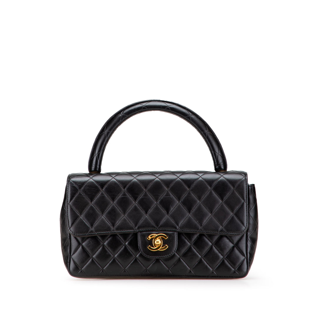 Medium Lambskin Parent Kelly Flap Black - Gaby Paris