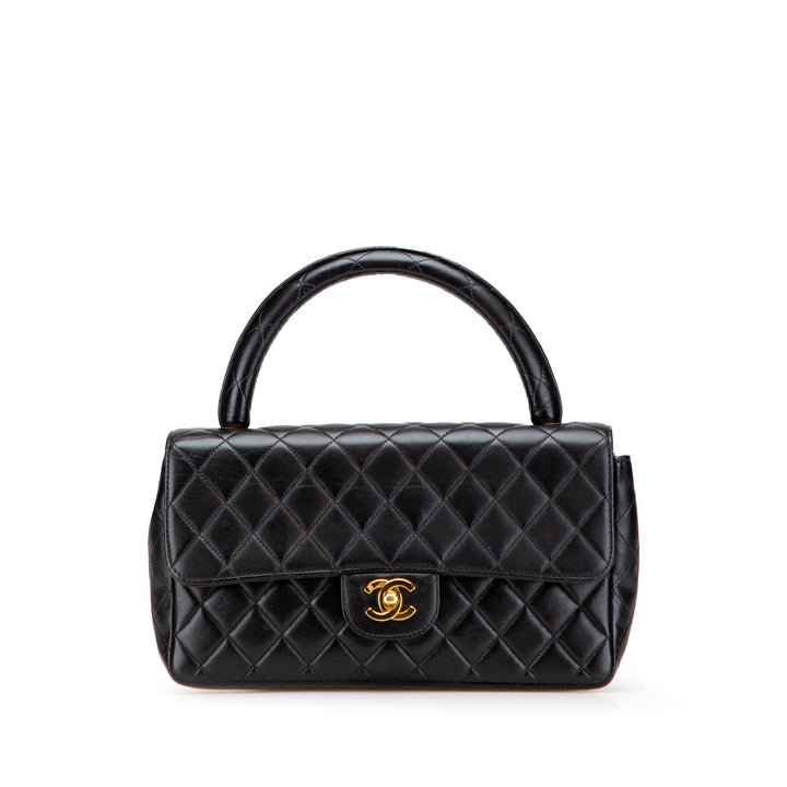 Medium Lambskin Parent Kelly Flap Black - Gaby Paris
