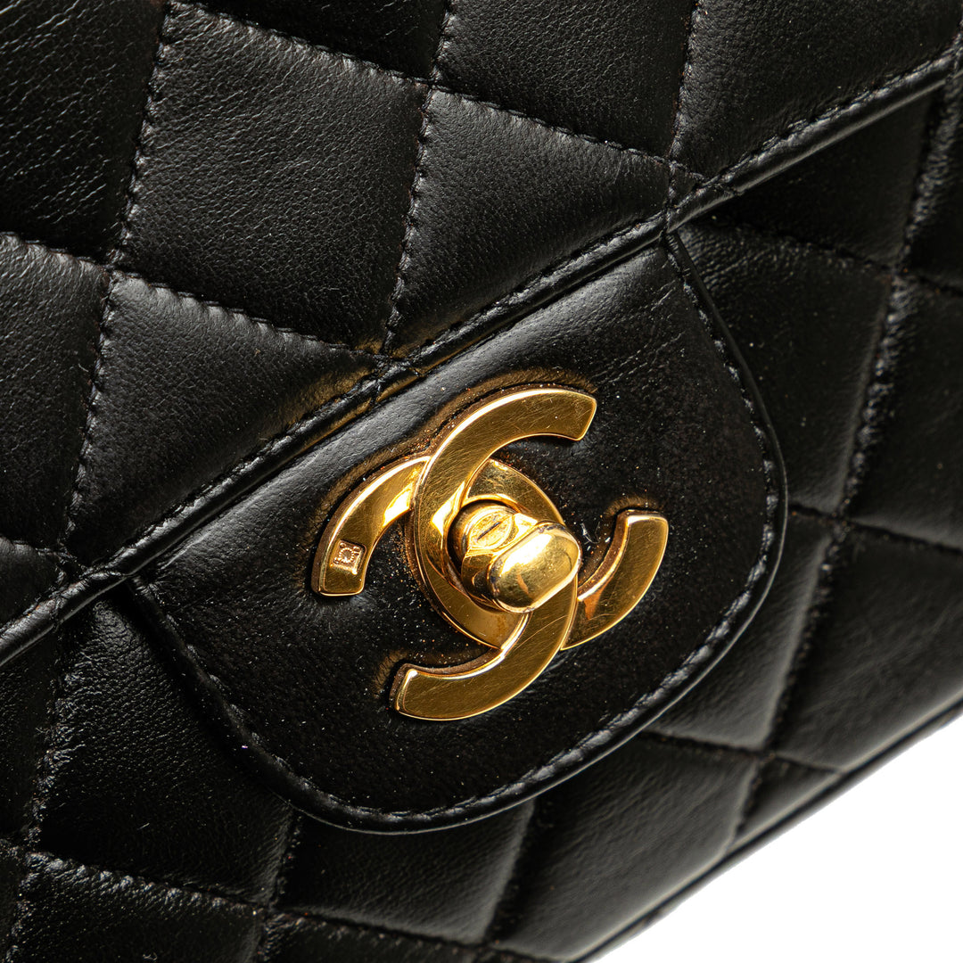 Medium Lambskin Parent Kelly Flap Black - Gaby Paris