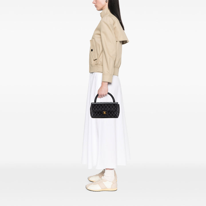 Medium Lambskin Parent Kelly Flap Black - Gaby Paris