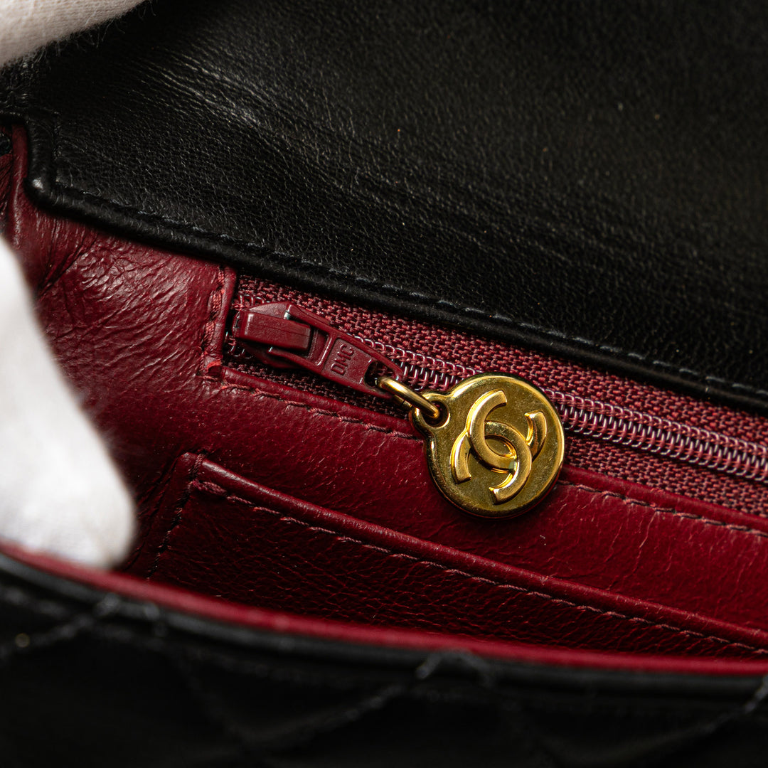 Medium Lambskin Parent Kelly Flap Black - Gaby Paris