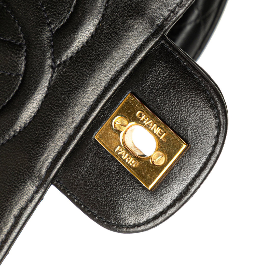 Medium Lambskin Parent Kelly Flap Black - Gaby Paris