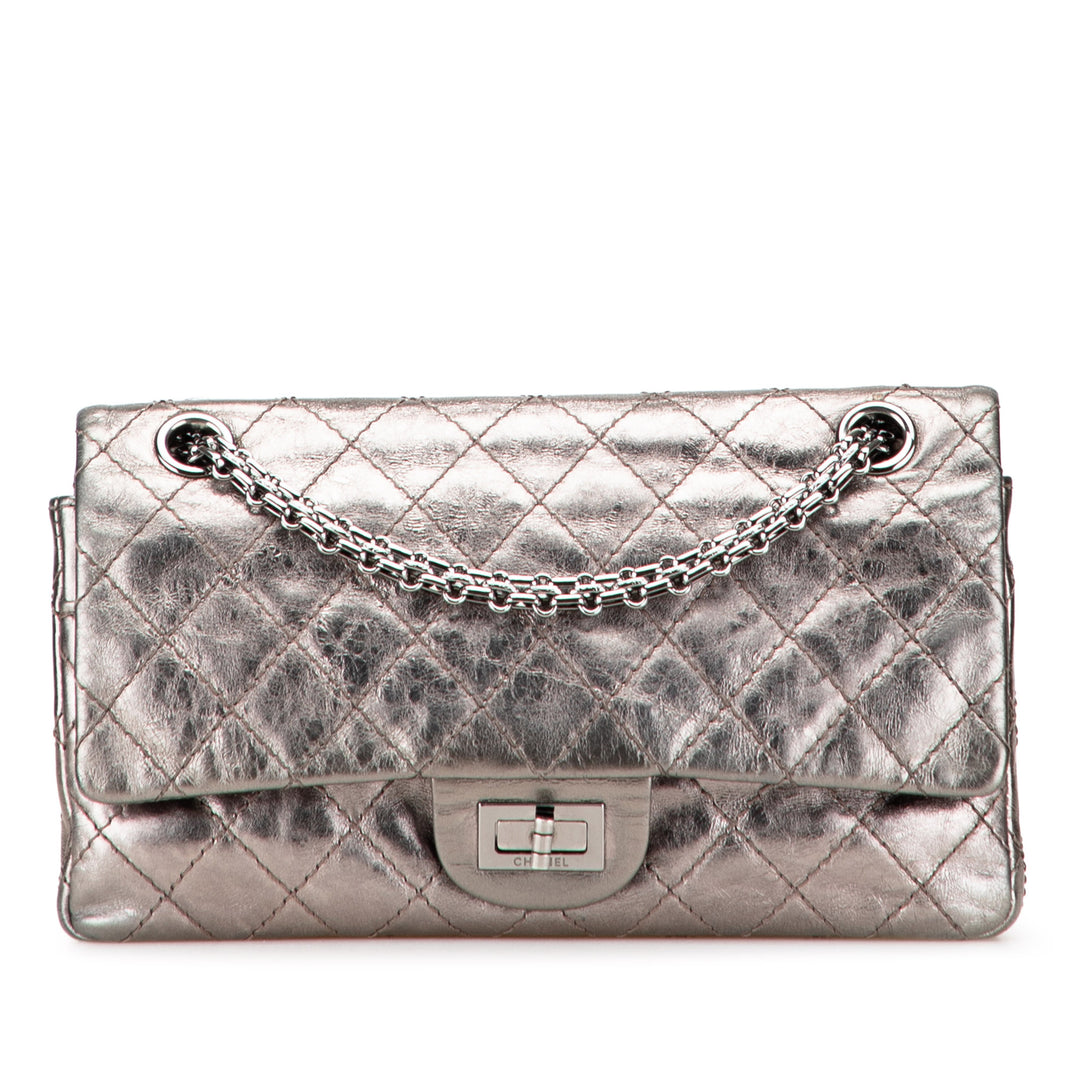 Reissue 2.55 Aged Calfskin Double Flap 226 Silver - Gaby Paris